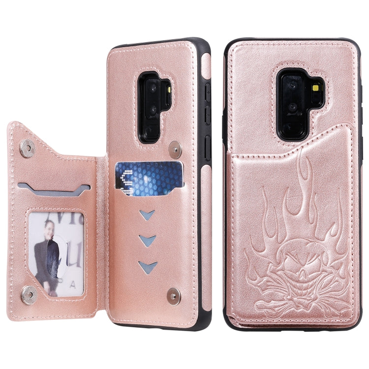 Skull Embossed PU Leather Wallet Case with Card Slots for Samsung Galaxy S9+ S10 S10+