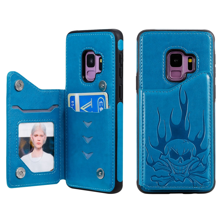 Skull Embossed PU Leather Wallet Case with Card Slots for Samsung Galaxy S9+ S10 S10+
