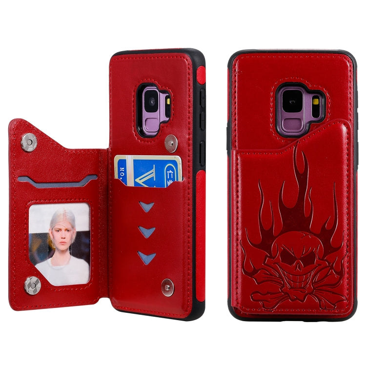 Skull Embossed PU Leather Wallet Case with Card Slots for Samsung Galaxy S9+ S10 S10+
