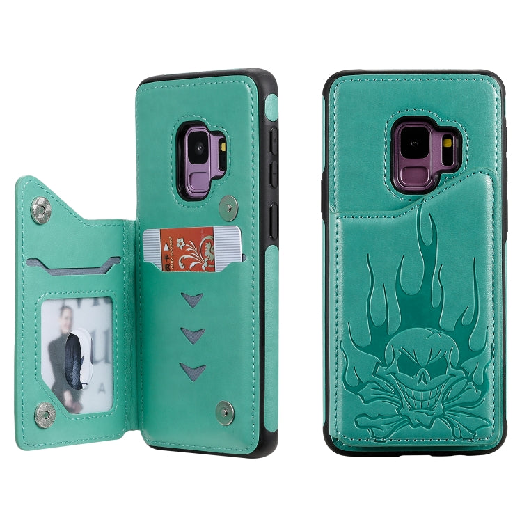 Skull Embossed PU Leather Wallet Case with Card Slots for Samsung Galaxy S9+ S10 S10+