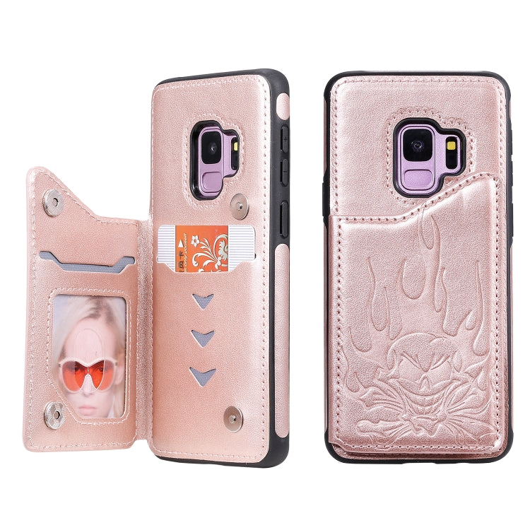 Skull Embossed PU Leather Wallet Case with Card Slots for Samsung Galaxy S9+ S10 S10+