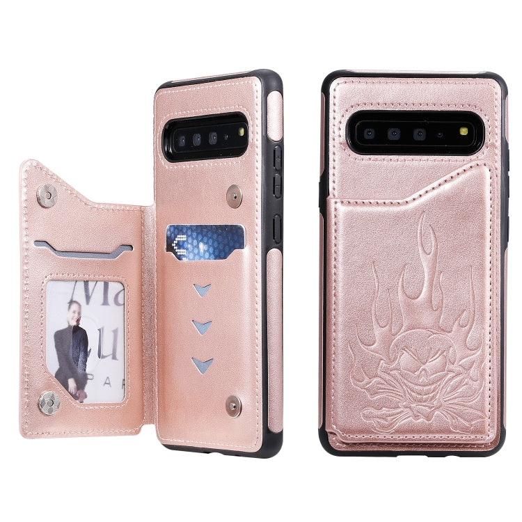Skull Embossed PU Leather Wallet Case with Card Slots for Samsung Galaxy S9+ S10 S10+