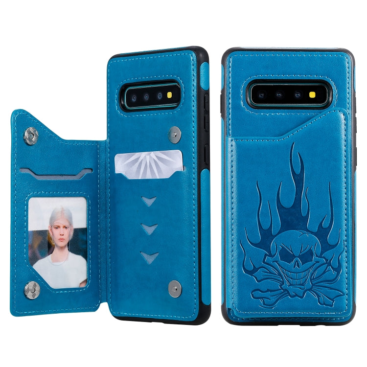 Skull Embossed PU Leather Wallet Case with Card Slots for Samsung Galaxy S9+ S10 S10+