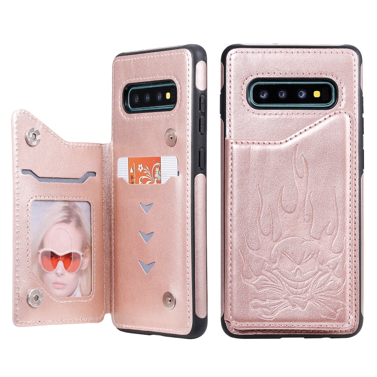 Skull Embossed PU Leather Wallet Case with Card Slots for Samsung Galaxy S9+ S10 S10+