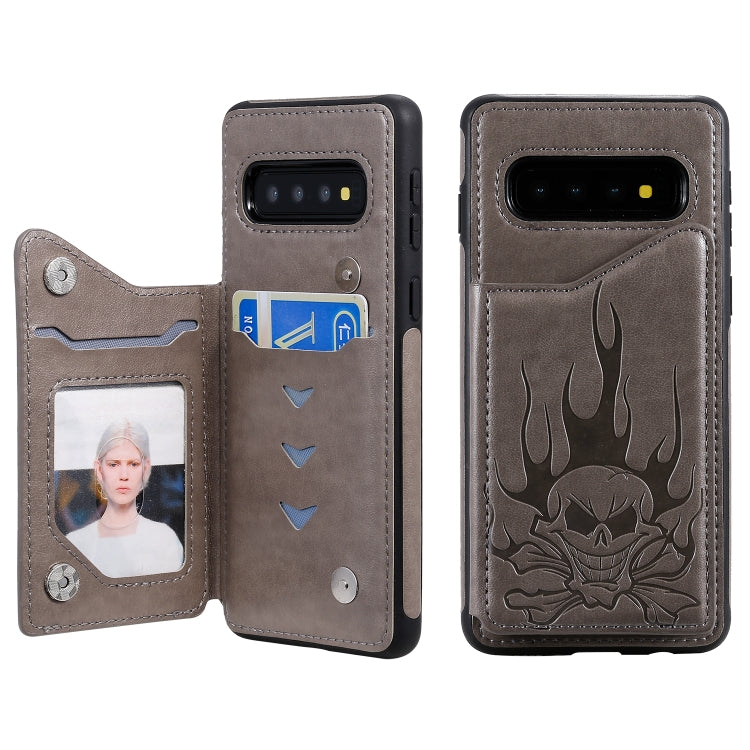 Skull Embossing Shockproof Case with Holder Card Slots for Samsung Galaxy S10/S10e