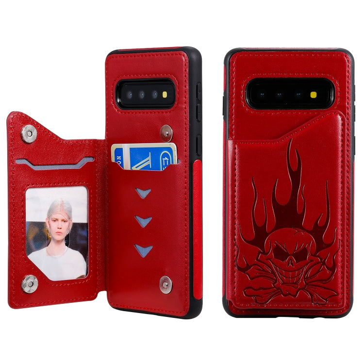 Skull Embossing Shockproof Case with Holder Card Slots for Samsung Galaxy S10/S10e