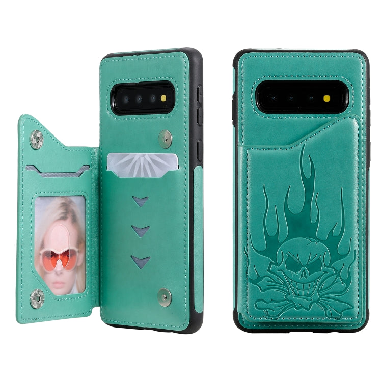 Skull Embossing Shockproof Case with Holder Card Slots for Samsung Galaxy S10/S10e
