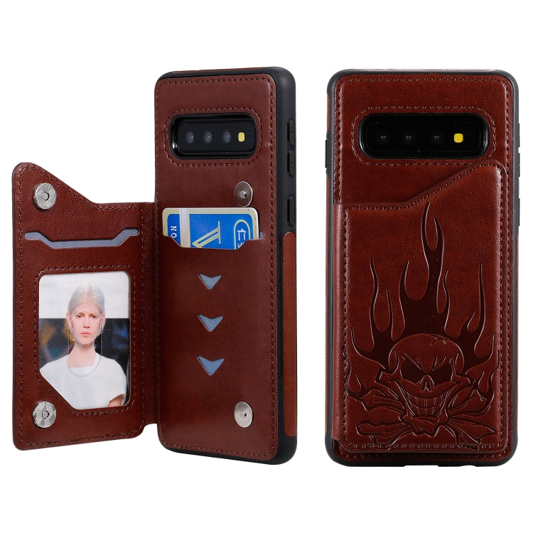 Skull Embossing Shockproof Case with Holder Card Slots for Samsung Galaxy S10/S10e