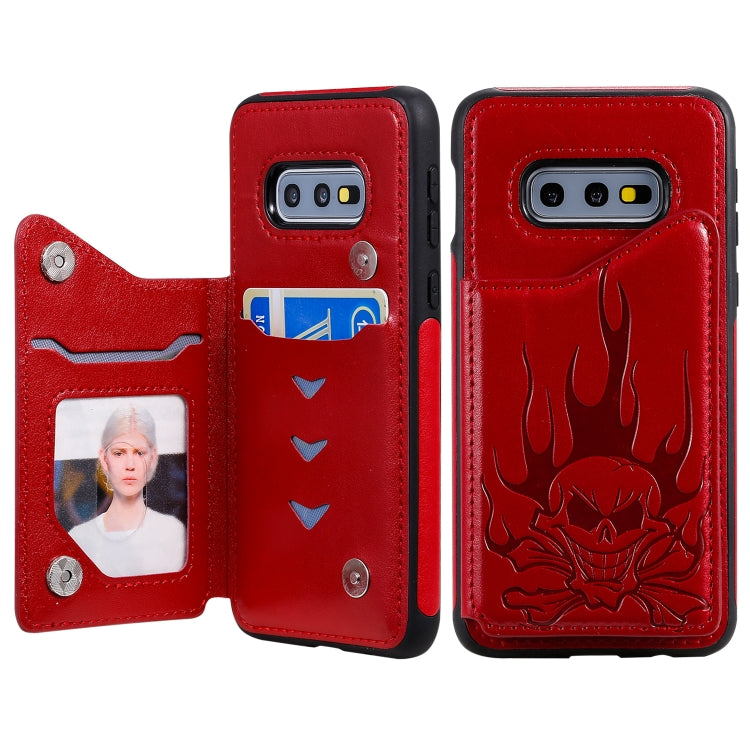 Skull Embossing Shockproof Case with Holder Card Slots for Samsung Galaxy S10/S10e