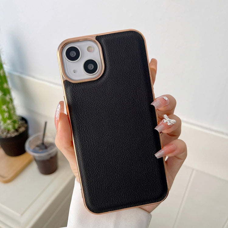 Waves Series Nano Electroplating Genuine Leather Phone Case, For iPhone 14 Pro Max