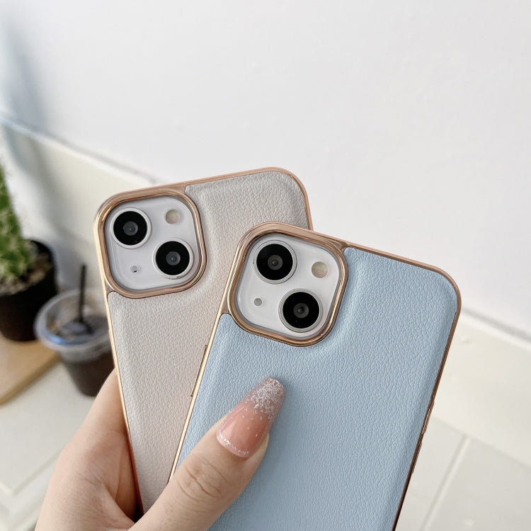 Waves Series Nano Electroplating Genuine Leather Phone Case, For iPhone 14 Pro Max