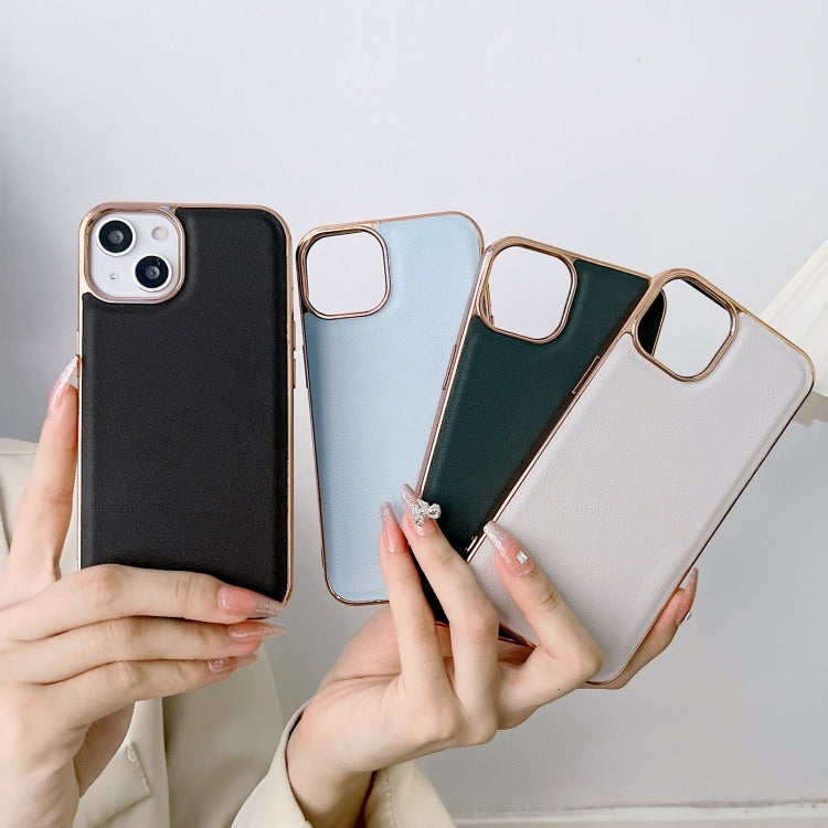 Waves Series Nano Electroplating Genuine Leather Phone Case, For iPhone 14 Pro Max