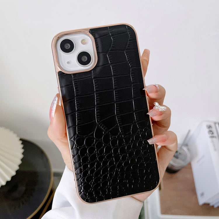 Crocodile Texture Genuine Leather Nano Electroplating Phone Case, For iPhone 14 Pro, For iPhone 14 Pro Max, For iPhone 13 Pro Max, For Motorola Moto Razr 2022