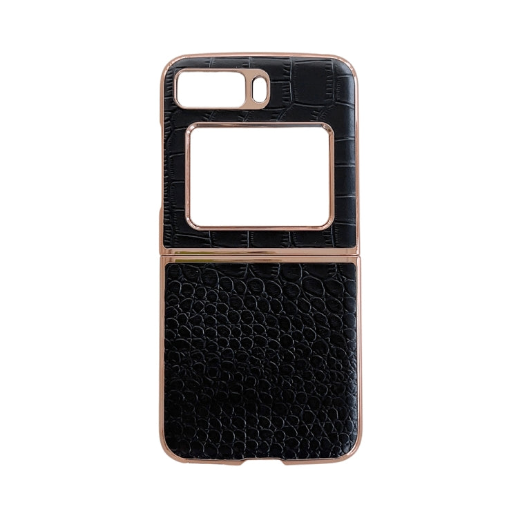 Crocodile Texture Genuine Leather Nano Electroplating Phone Case, For iPhone 14 Pro, For iPhone 14 Pro Max, For iPhone 13 Pro Max, For Motorola Moto Razr 2022