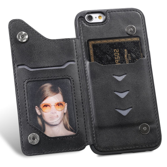 iPhone 7/8 case with built-in card slot storage and metal frame reinforcement