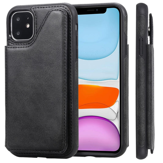 Shockproof calf texture iPhone 11 case with card slots and stand holder