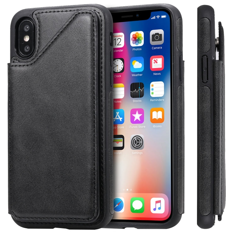Shockproof Calf Texture Protective Case with Holder & Card Slots & Frame, For iPhone 11, For iPhone 11 Pro, For iPhone 11 Pro Max, For iPhone X