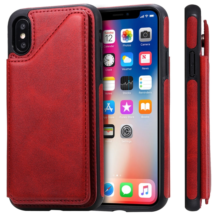 Shockproof Calf Texture Protective Case with Holder & Card Slots & Frame, For iPhone 11, For iPhone 11 Pro, For iPhone 11 Pro Max, For iPhone X