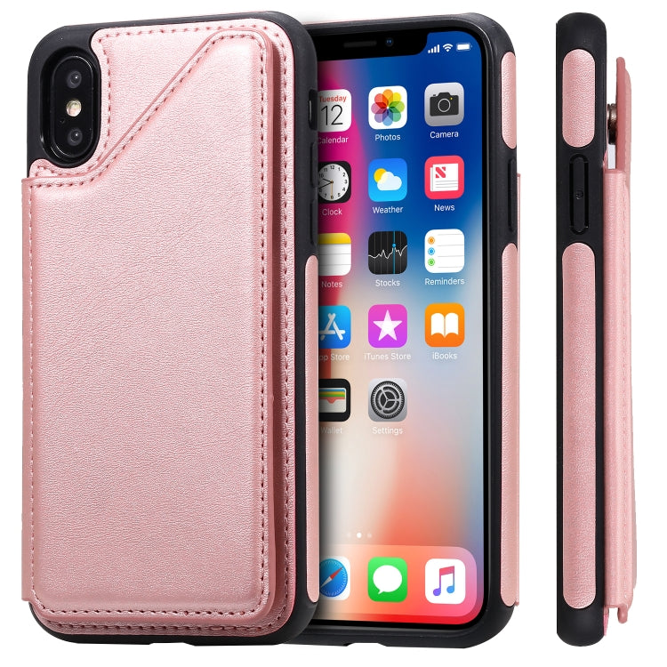 Shockproof Calf Texture Protective Case with Holder & Card Slots & Frame, For iPhone 11, For iPhone 11 Pro, For iPhone 11 Pro Max, For iPhone X