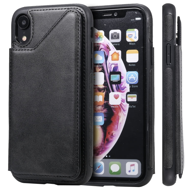 E-Comfort Shockproof Calf Texture Protective Case with Card Slots for iPhone XR