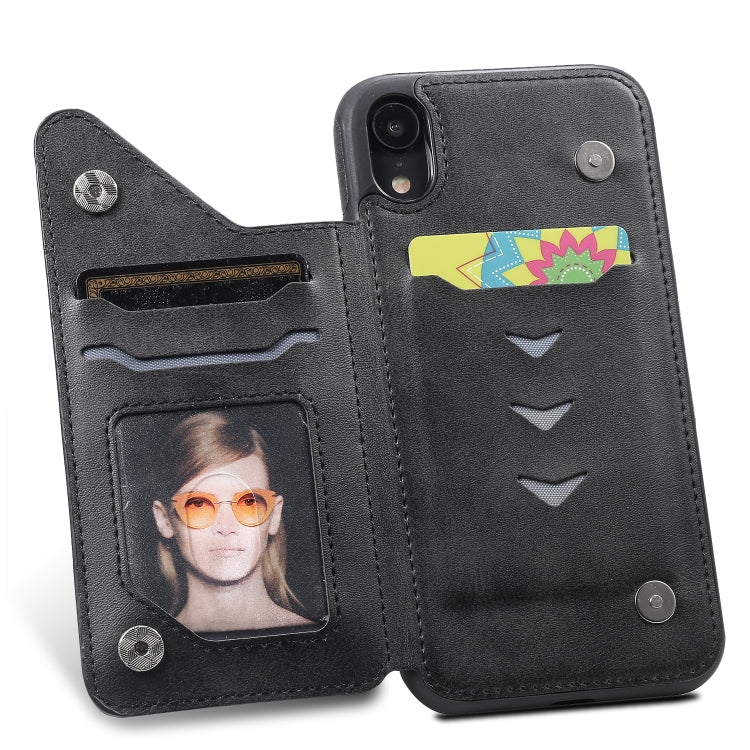 E-Comfort Shockproof Calf Texture Protective Case with Card Slots for iPhone XR