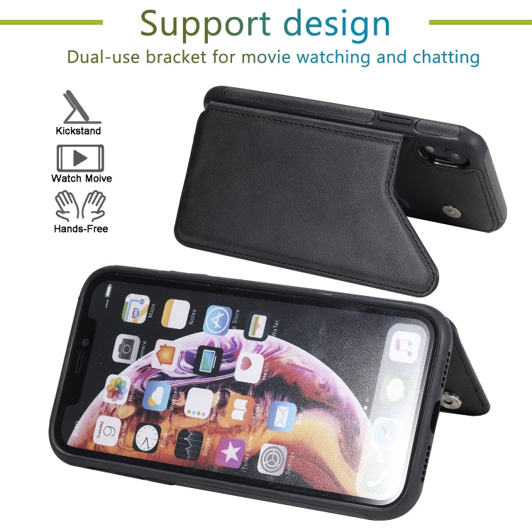 E-Comfort Shockproof Calf Texture Protective Case with Card Slots for iPhone XR