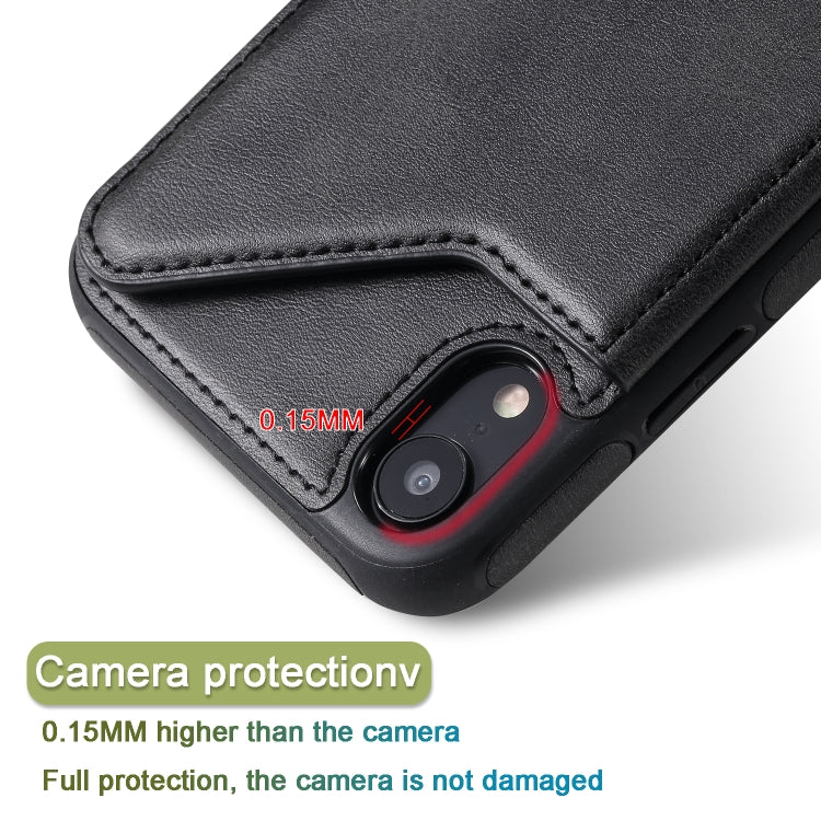 E-Comfort Shockproof Calf Texture Protective Case with Card Slots for iPhone XR
