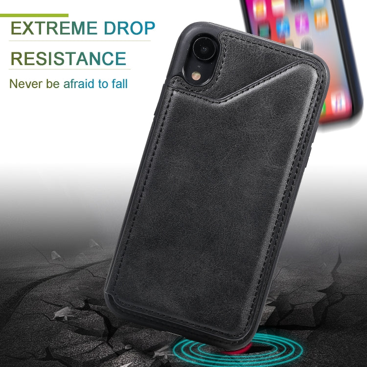 E-Comfort Shockproof Calf Texture Protective Case with Card Slots for iPhone XR