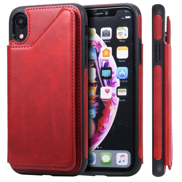 E-Comfort Shockproof Calf Texture Protective Case with Card Slots for iPhone XR