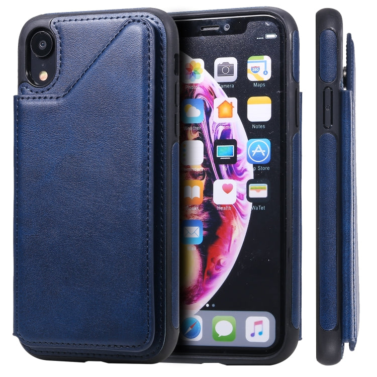E-Comfort Shockproof Calf Texture Protective Case with Card Slots for iPhone XR