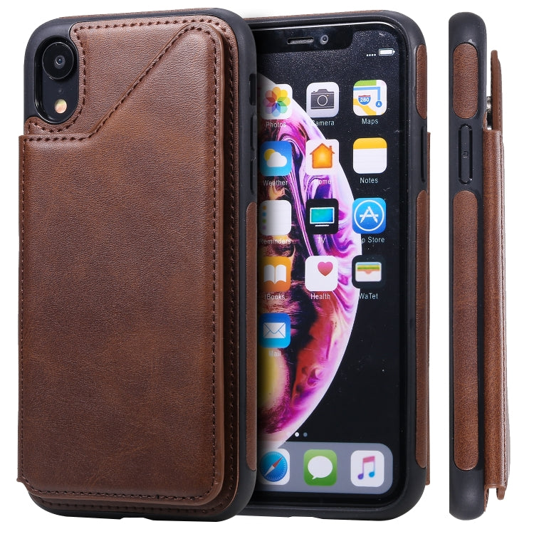 E-Comfort Shockproof Calf Texture Protective Case with Card Slots for iPhone XR