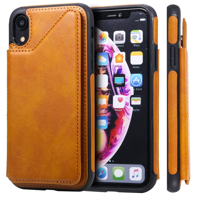 E-Comfort Shockproof Calf Texture Protective Case with Card Slots for iPhone XR