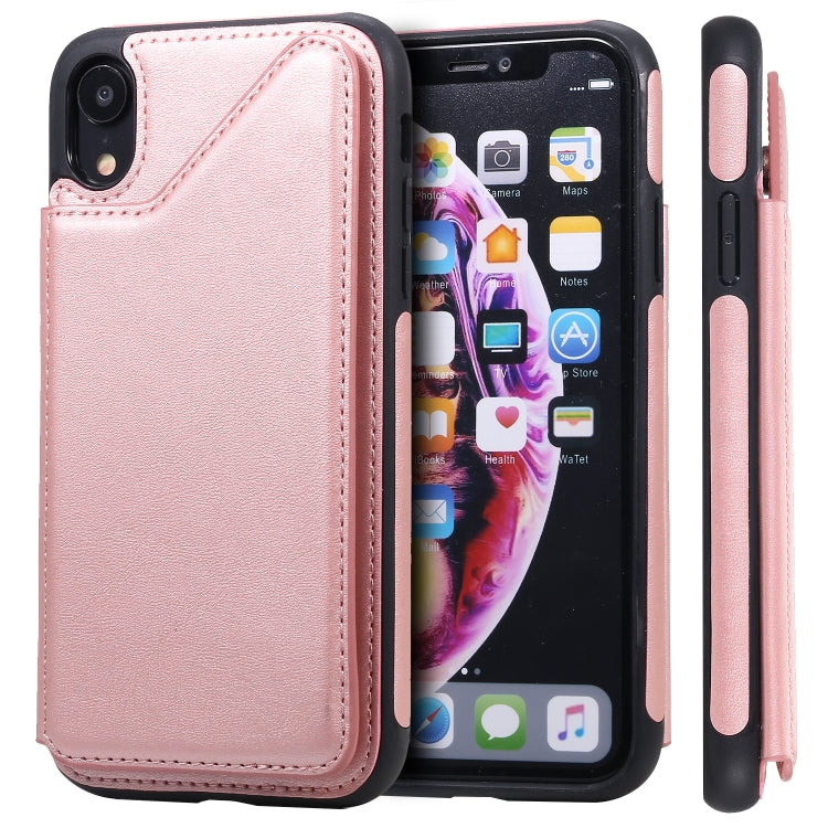 E-Comfort Shockproof Calf Texture Protective Case with Card Slots for iPhone XR