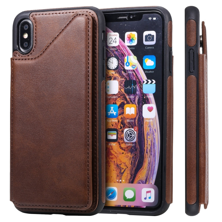 E-Comfort Shockproof Calf Texture Protective Case with Card Slots for iPhone XR