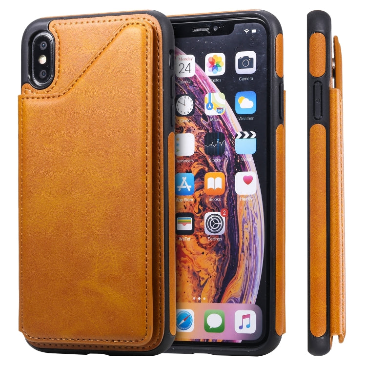 E-Comfort Shockproof Calf Texture Protective Case with Card Slots for iPhone XR