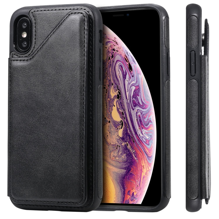 E-Comfort Shockproof Calf Texture Protective Case with Card Slots for iPhone XR