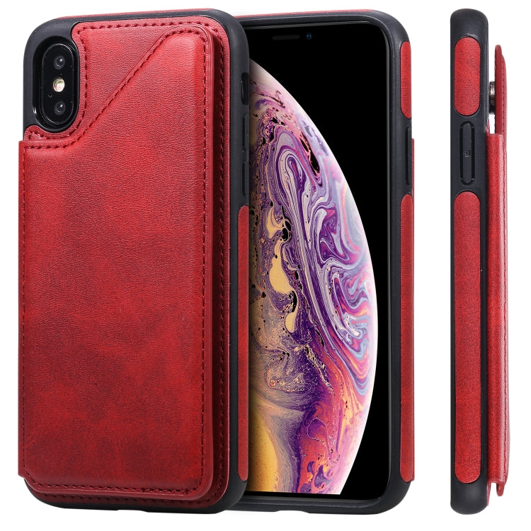 E-Comfort Shockproof Calf Texture Protective Case with Card Slots for iPhone XR