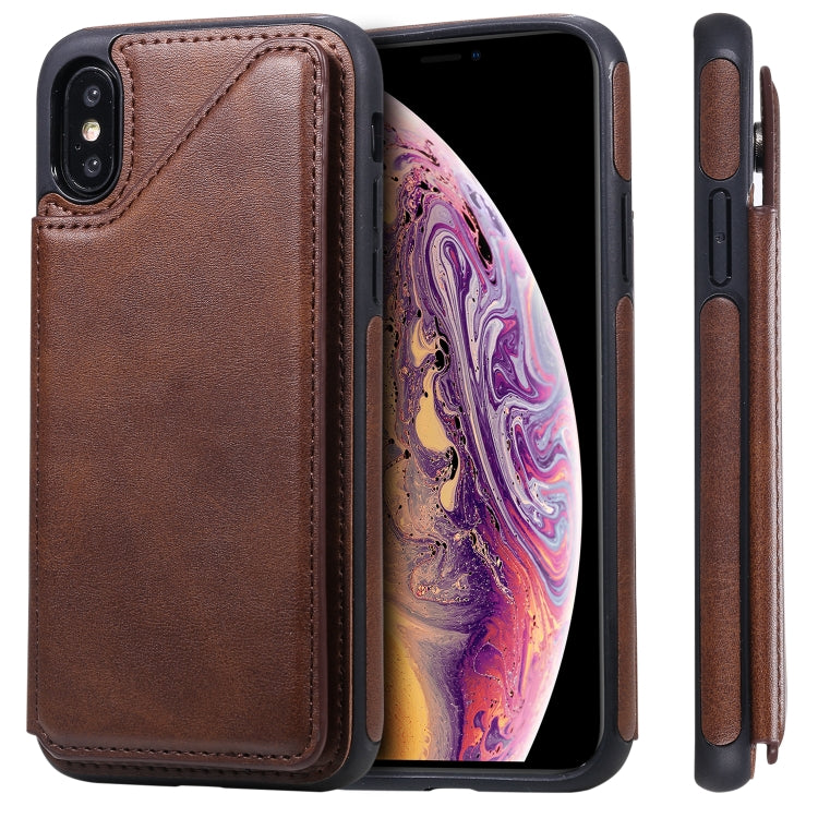 E-Comfort Shockproof Calf Texture Protective Case with Card Slots for iPhone XR