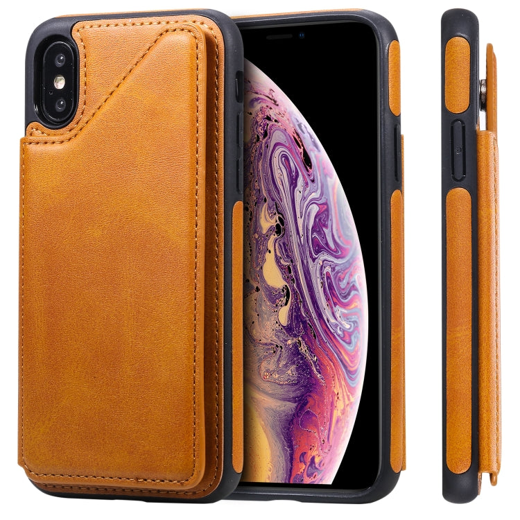 E-Comfort Shockproof Calf Texture Protective Case with Card Slots for iPhone XR