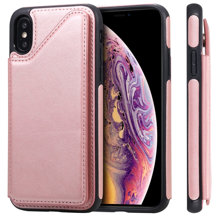 E-Comfort Shockproof Calf Texture Protective Case with Card Slots for iPhone XR