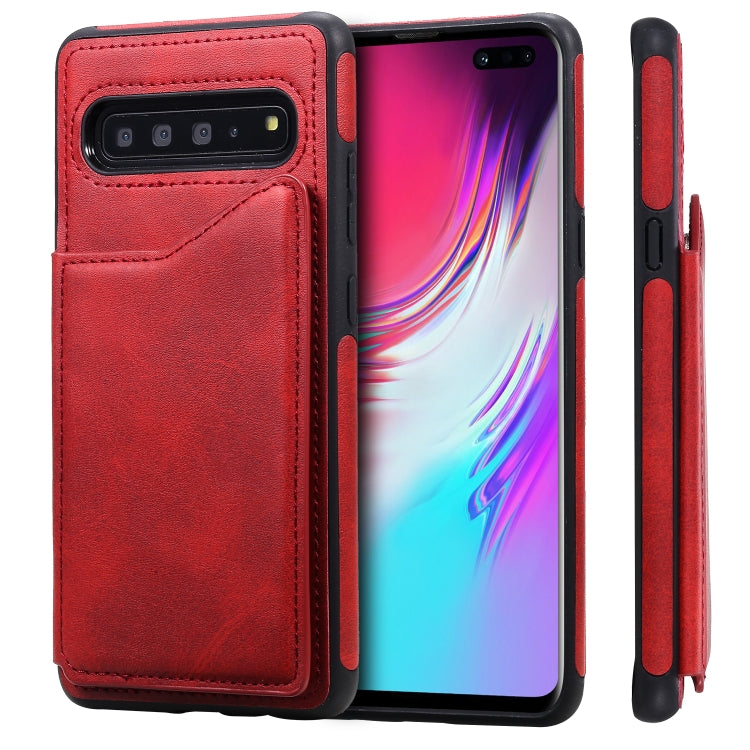 Shockproof Calf Texture Protective Case with Holder & Card Slots & Frame, For Galaxy S10 5G, For Galaxy S10e, For Galaxy S10+, For Galaxy S10
