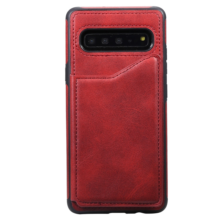Shockproof Calf Texture Protective Case with Holder & Card Slots & Frame, For Galaxy S10 5G, For Galaxy S10e, For Galaxy S10+, For Galaxy S10