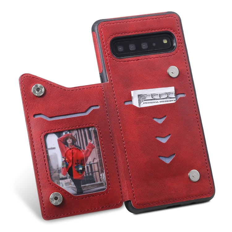 Shockproof Calf Texture Protective Case with Holder & Card Slots & Frame, For Galaxy S10 5G, For Galaxy S10e, For Galaxy S10+, For Galaxy S10