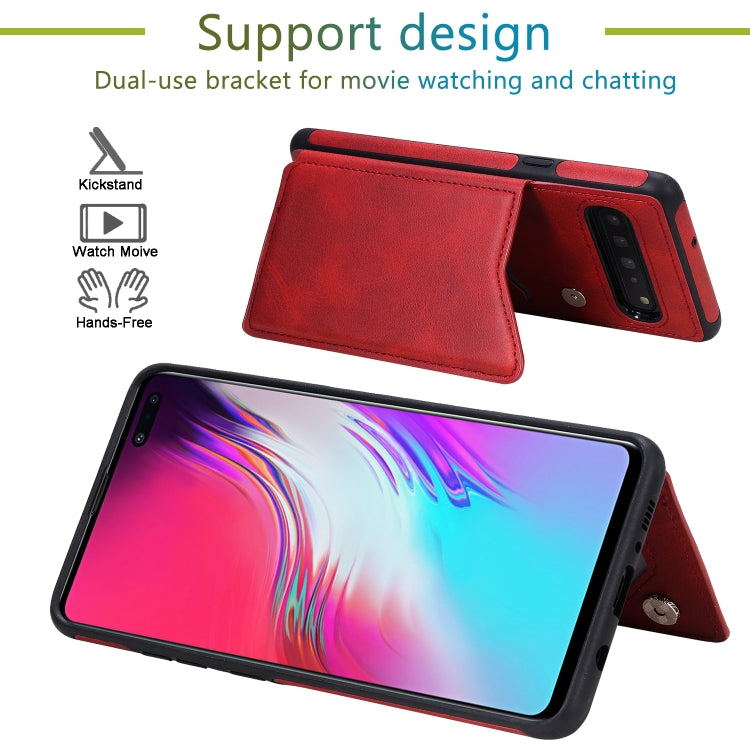 Shockproof Calf Texture Protective Case with Holder & Card Slots & Frame, For Galaxy S10 5G, For Galaxy S10e, For Galaxy S10+, For Galaxy S10