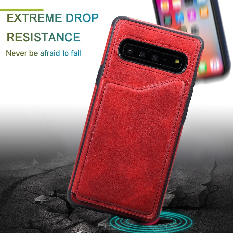 Shockproof Calf Texture Protective Case with Holder & Card Slots & Frame, For Galaxy S10 5G, For Galaxy S10e, For Galaxy S10+, For Galaxy S10