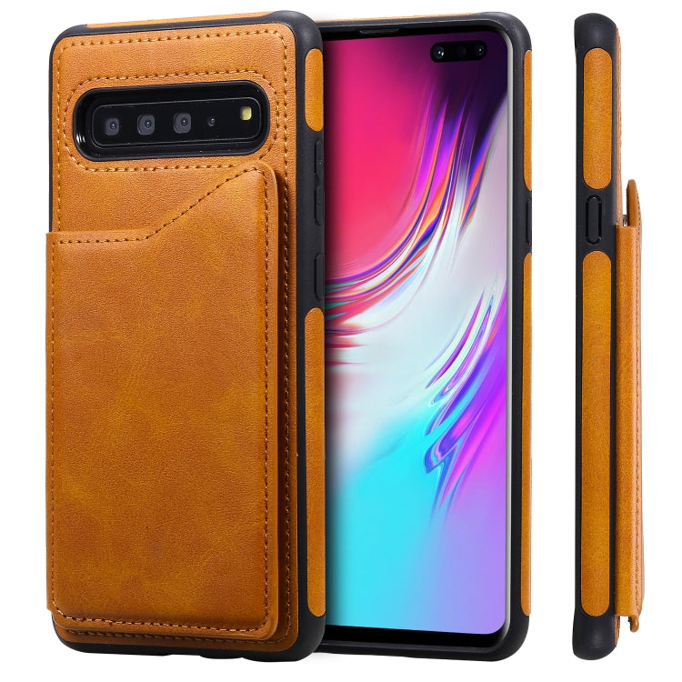 Shockproof Calf Texture Protective Case with Holder & Card Slots & Frame, For Galaxy S10 5G, For Galaxy S10e, For Galaxy S10+, For Galaxy S10