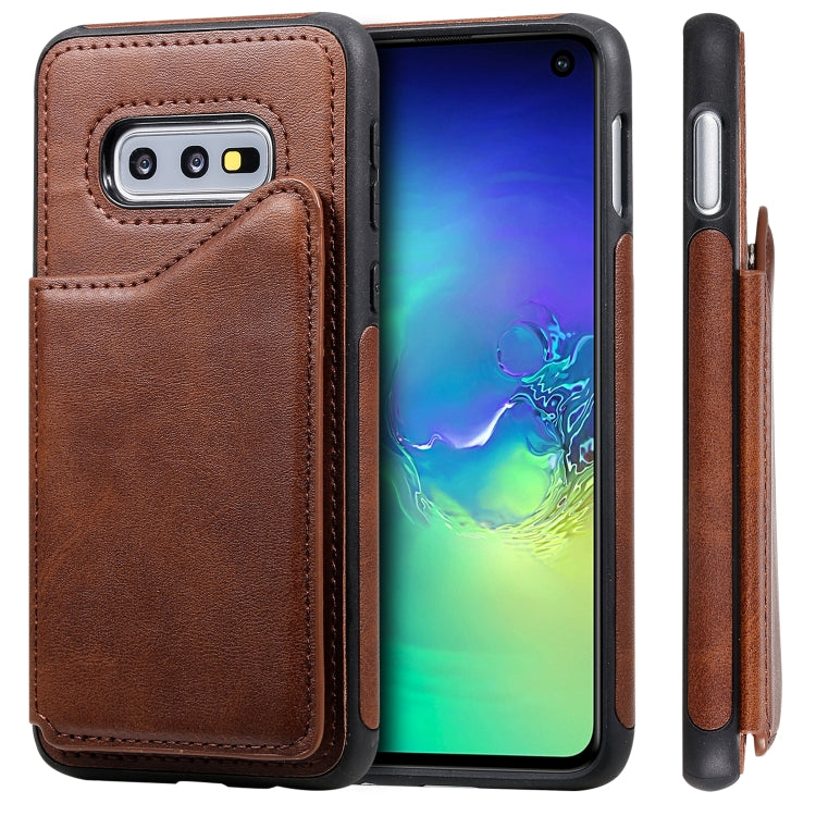 Shockproof Calf Texture Protective Case with Holder & Card Slots & Frame, For Galaxy S10 5G, For Galaxy S10e, For Galaxy S10+, For Galaxy S10