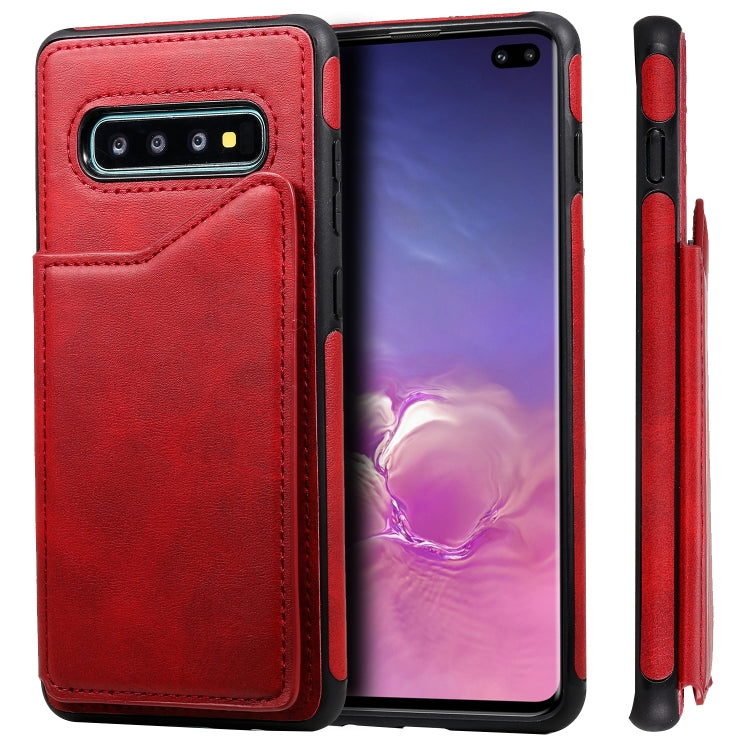 Shockproof Calf Texture Protective Case with Holder & Card Slots & Frame, For Galaxy S10 5G, For Galaxy S10e, For Galaxy S10+, For Galaxy S10