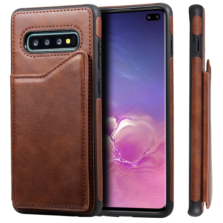 Shockproof Calf Texture Protective Case with Holder & Card Slots & Frame, For Galaxy S10 5G, For Galaxy S10e, For Galaxy S10+, For Galaxy S10
