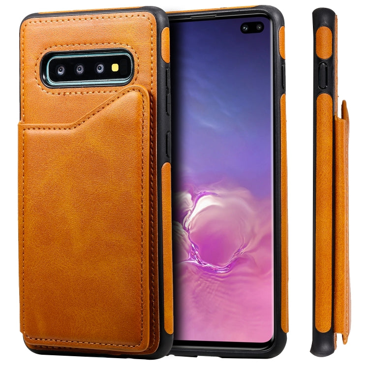 Shockproof Calf Texture Protective Case with Holder & Card Slots & Frame, For Galaxy S10 5G, For Galaxy S10e, For Galaxy S10+, For Galaxy S10